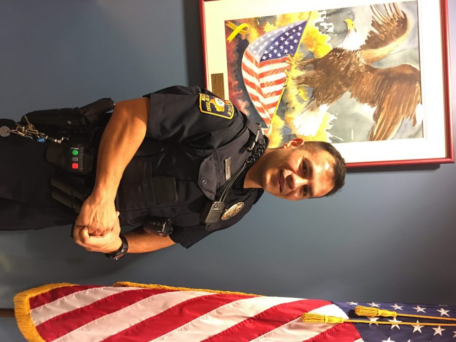 Officer Christopher Charo at the UTSA Police Department. Photo by Alex Joyer