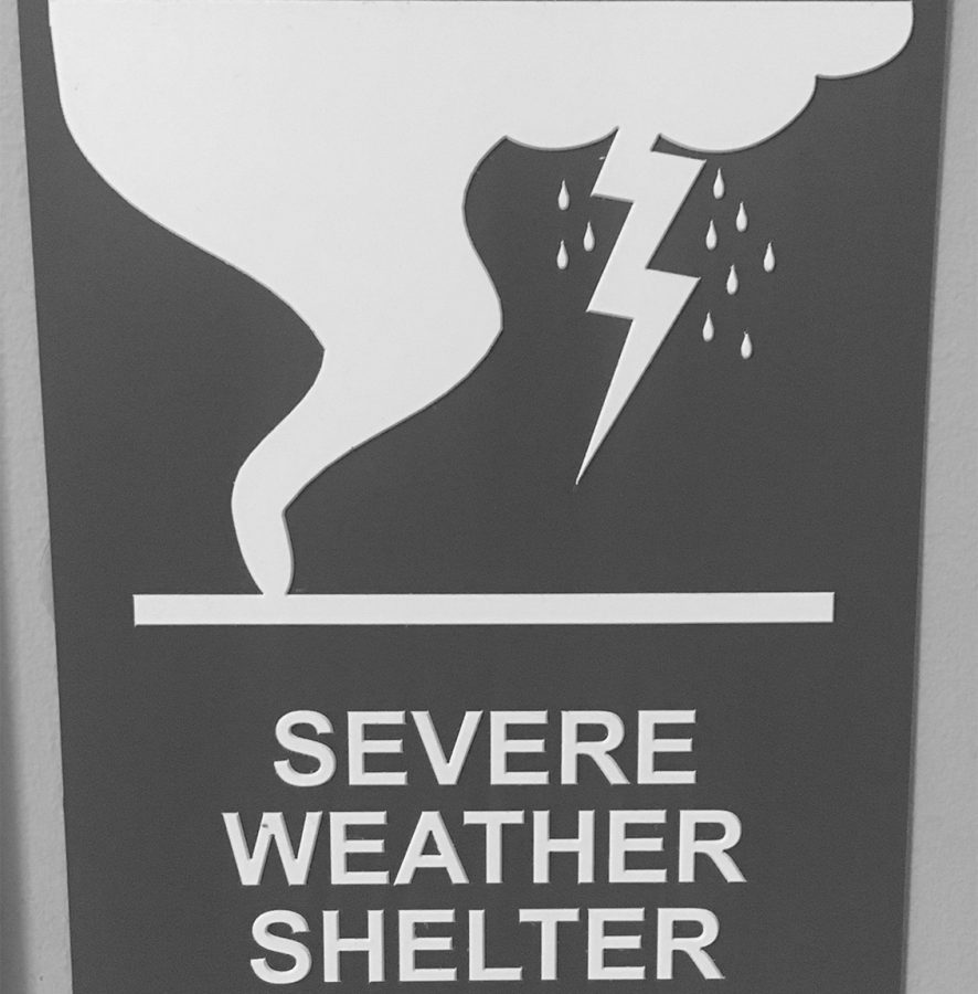 Students can seek shelter in the rooms designated with this sign. Katy Gilbert/The Paisano