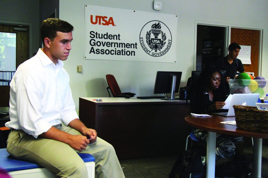 A Student Government representative sits in the HEB UC office. Joseph Mabry/The Paisano
