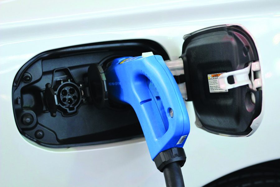 image of an electric car charging.