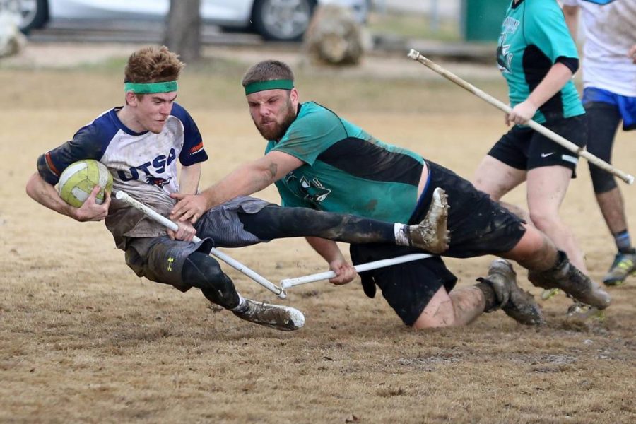 Quidditch player takes a hard fall.