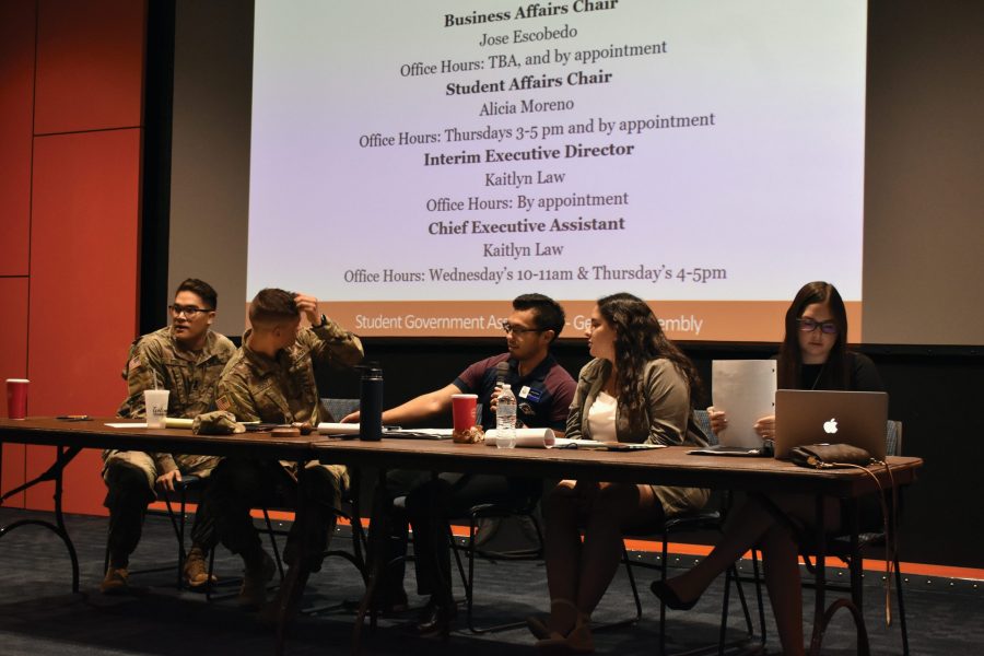 Student Government Association executive board conducts first meeting.