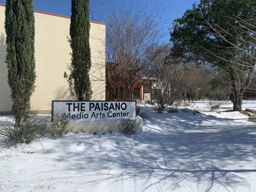 The+Paisano+building+was+covered+in+snow+after+the+winter+storm.