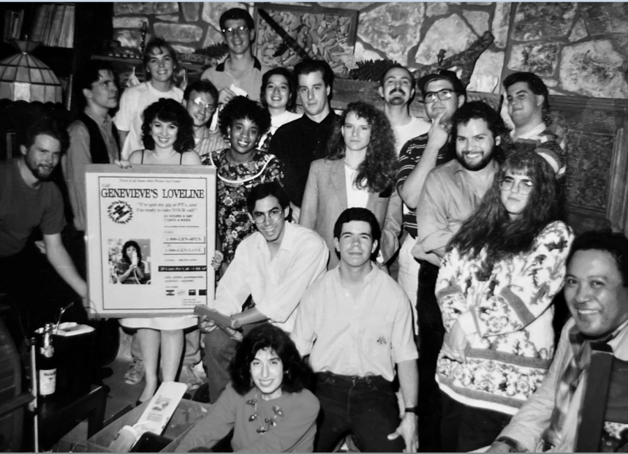 The+Paisano+staff+and+editors+celebrate+the+end+of+the+semester+in+1992.+File+photo%2FThe+Paisano