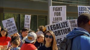 Abortion rights protest held downtown on 50th anniversary of Roe v. Wade