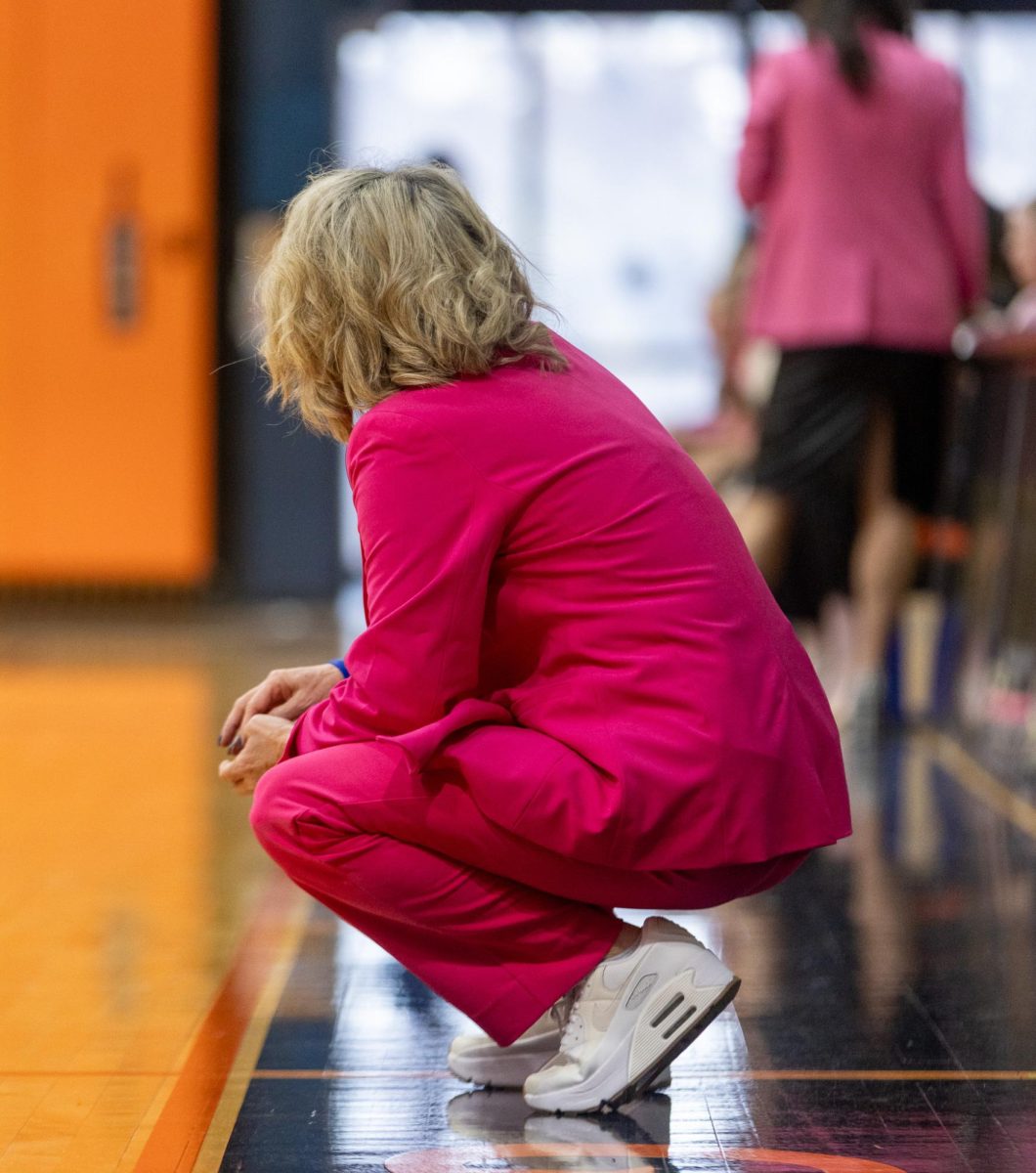 UTSA women's basketball coach Karen Aston watching from the sidelines in the Roadrunners' 65-55 loss to Rice Saturday, Jan. 31, 2026, at the Convocation Center in San Antonio, Texas.